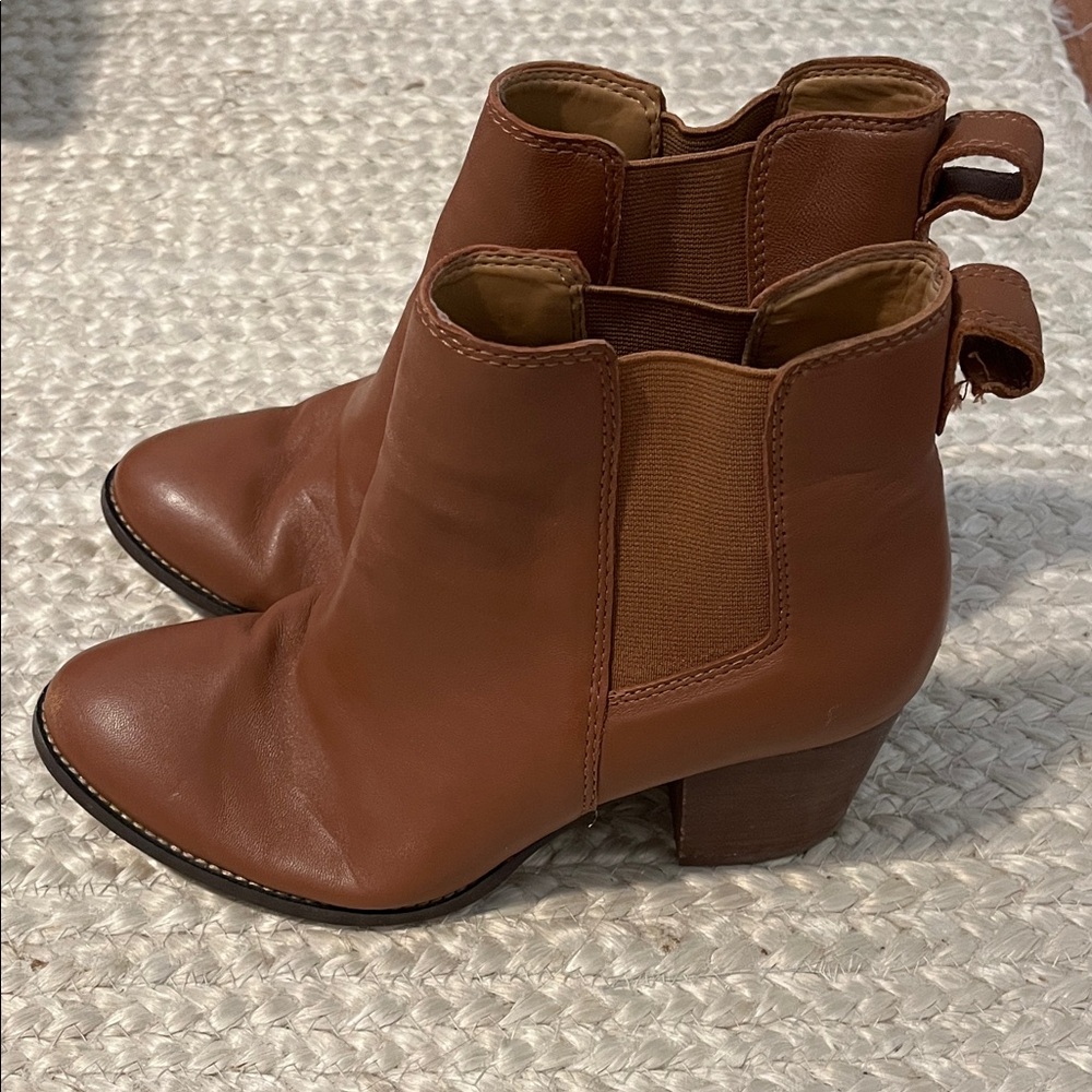 J. Crew Factory Tan Leather Ankle Booties